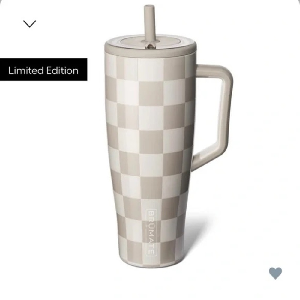 BrüMate Era 30oz Tan Checker Tumbler with Straw